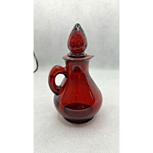 Vintage Glass Avon Bottle Only Bath Foam Strawberry Red Retro MCM Shelf‎ Decor